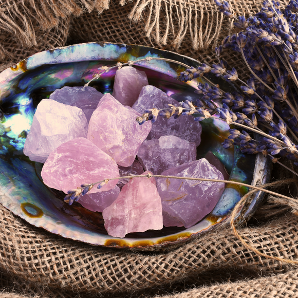 Gemstones and Crystals Image of Rose Quartz and Lavender
